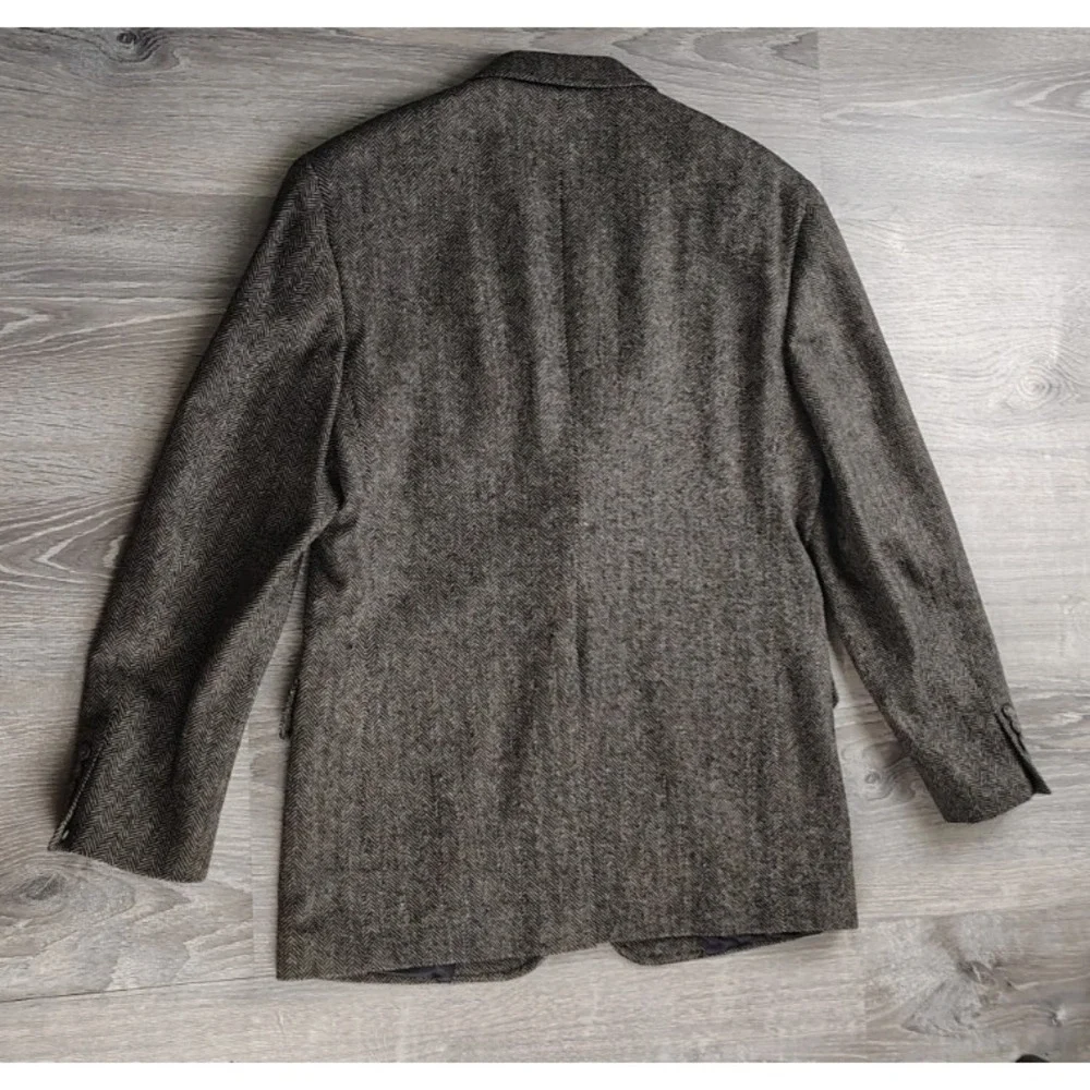 Jos A Bank Herringbone Tweed Wool Blazer USA Union VTG Sport Coat Broken Button*
